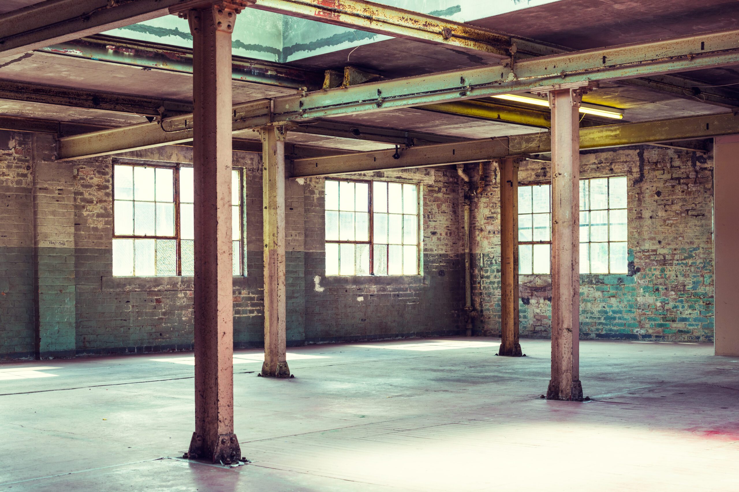 SBRE Sale and lease back Empty warehouse office or commercial area, industrial background